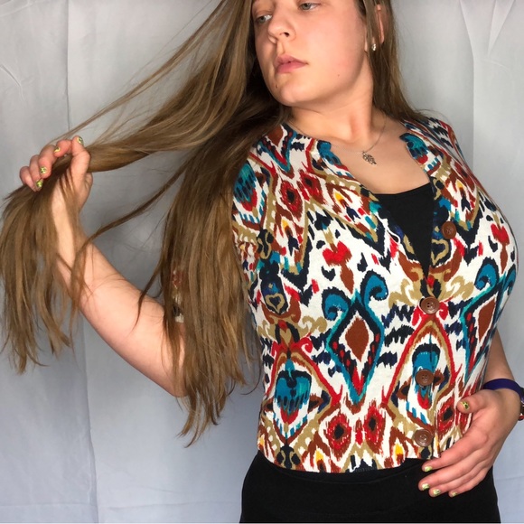 Jones New York Sport 90’s Retro Print 3/4 sleeve cardigan Business Casual - Picture 16 of 16